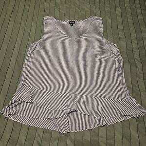 Navy/White Striped Sleeveless Ruffled Top